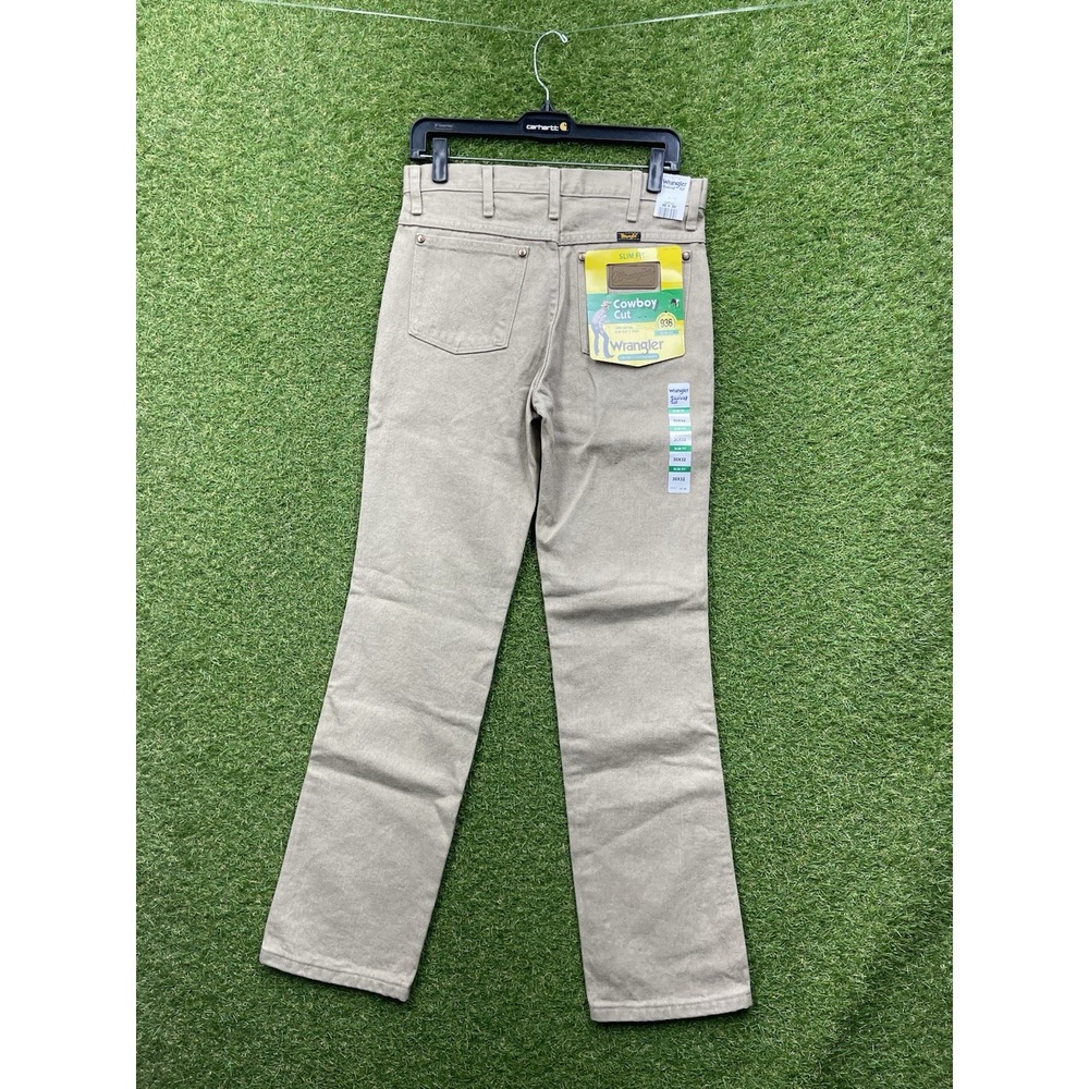 Wrangler Cowboy Cut Jeans Mens 30x32 Slim Fit Straight Mid Rise Tan Khaki NWT